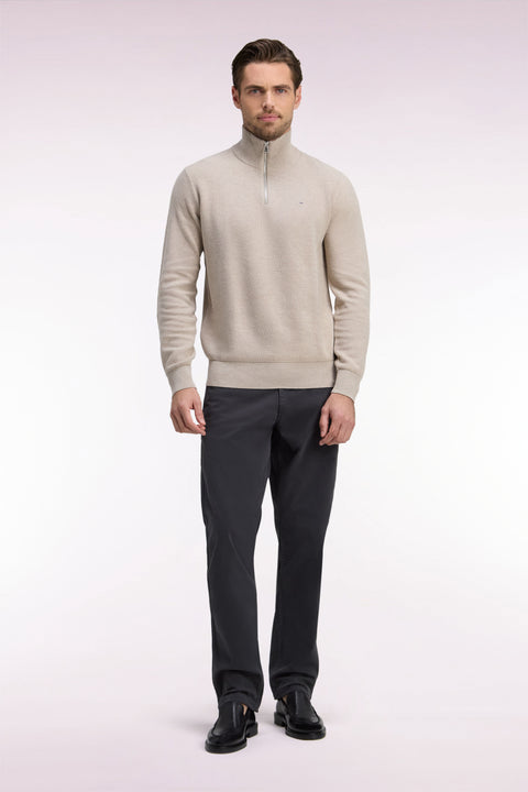 Pantalon chino sans plis en gabardine de coton stretch kaki - Image 3