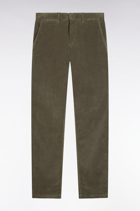 Pantalon chino sans plis en velours côtelé kaki clair coupe regular - Image 2