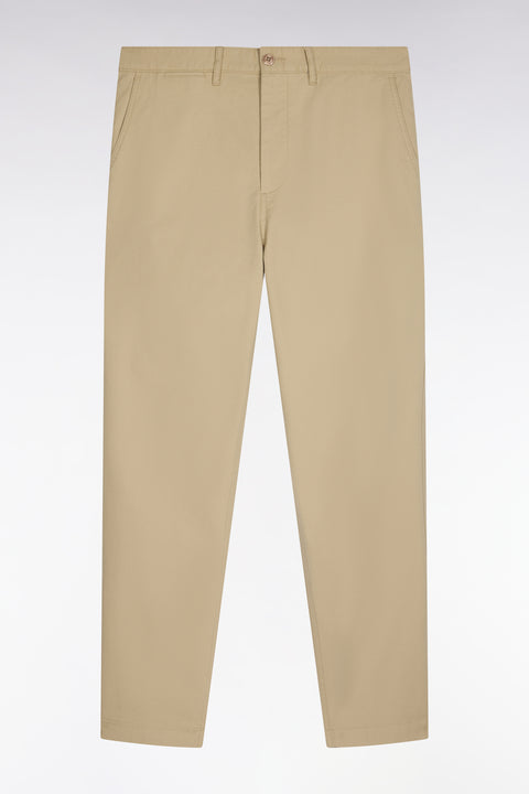 Pantalon chino sans plis en piqué de coton stretch beige coupe regular - Image 2