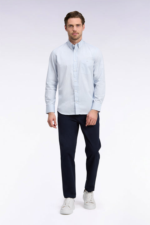 Regular fit wrinkle-free chino pants in navy stretch cotton pique - Image 3