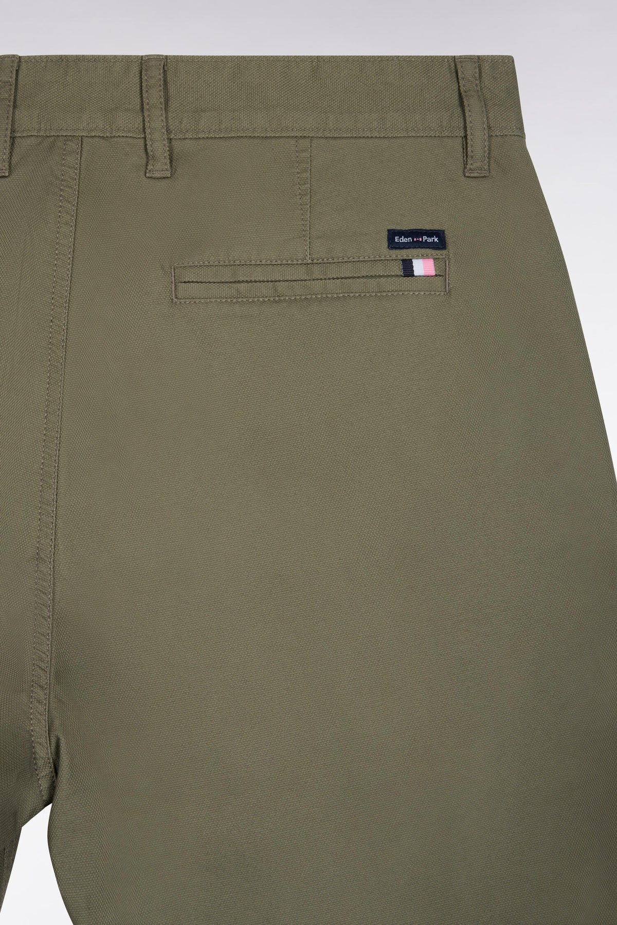 Regular fit light khaki stretch cotton piqué wrinkle-free chino pants