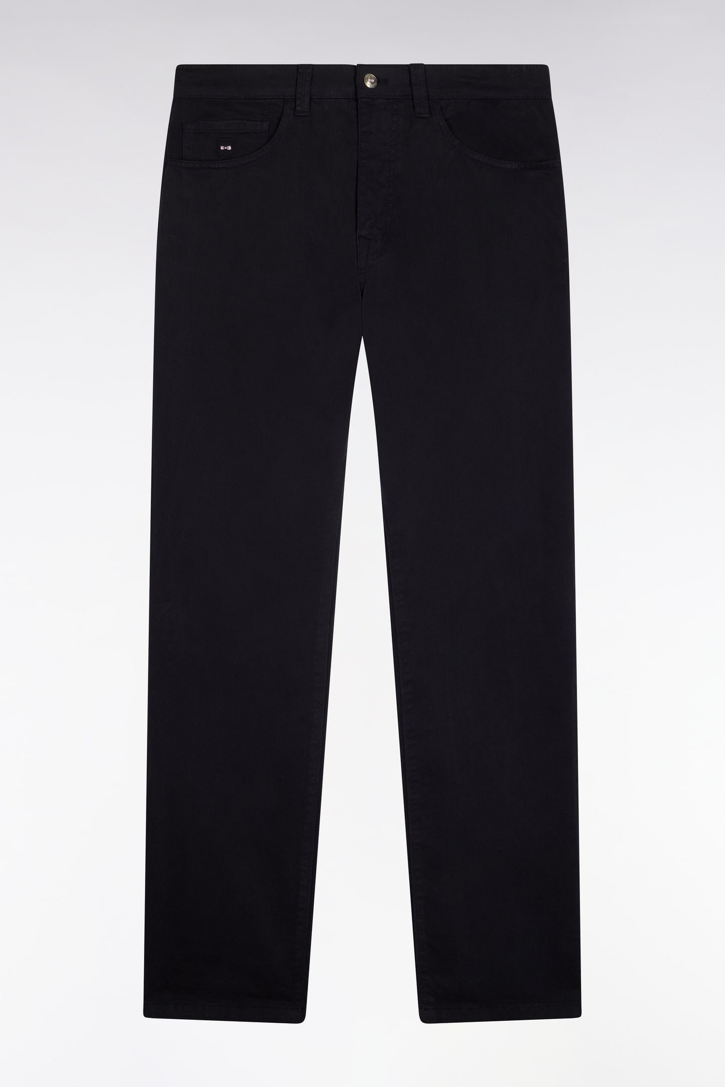 Pantalon 5 poches en toile de coton stretch marine coupe regular