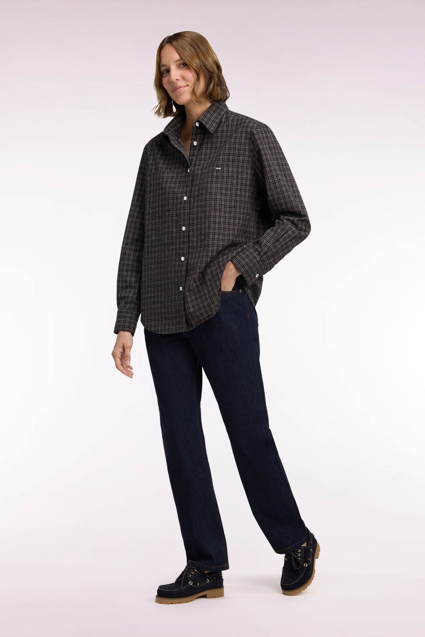 Jean en denim brut coupe regular mid-rise