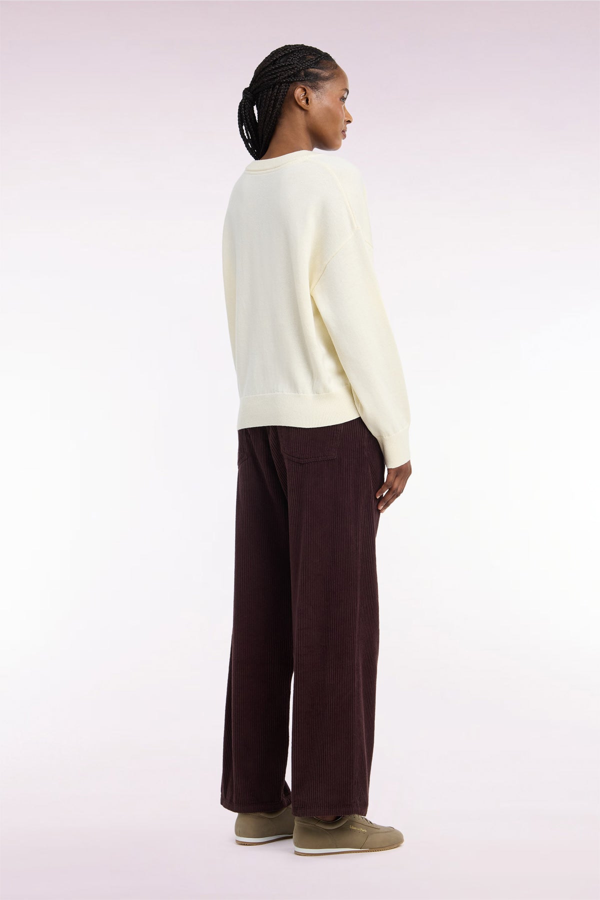 Brown straight-cut corduroy pants