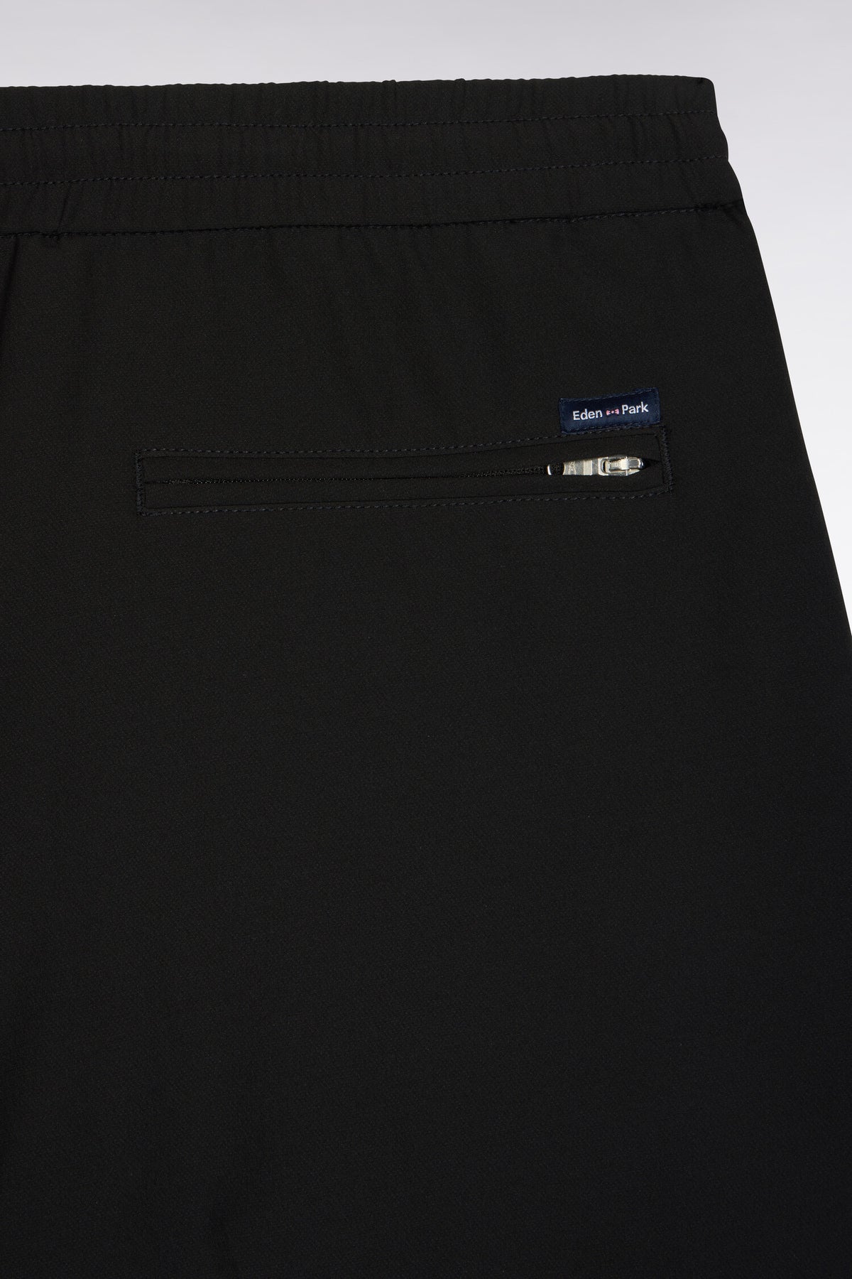 Trousers with elasticated waist in black technical stretch nylon Modern fit