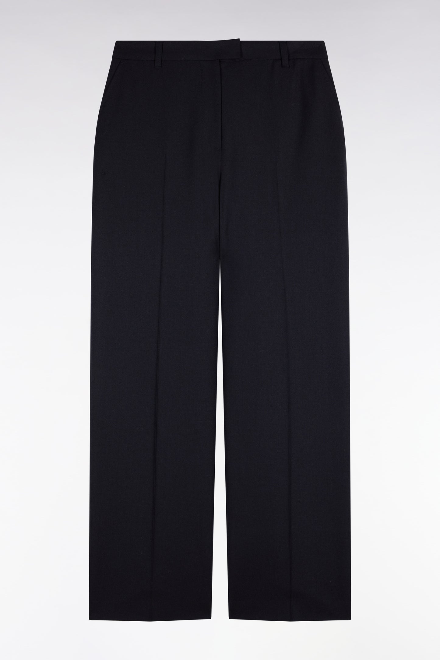 Pantalon tailleur en maille stretch marine coupe droite