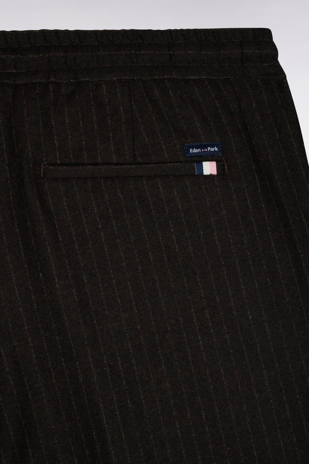Brown striped flannel-style elasticated waist pants