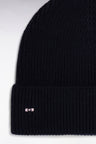 Navy wool and cotton ribbed hat