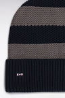 Gray and navy striped cotton hat