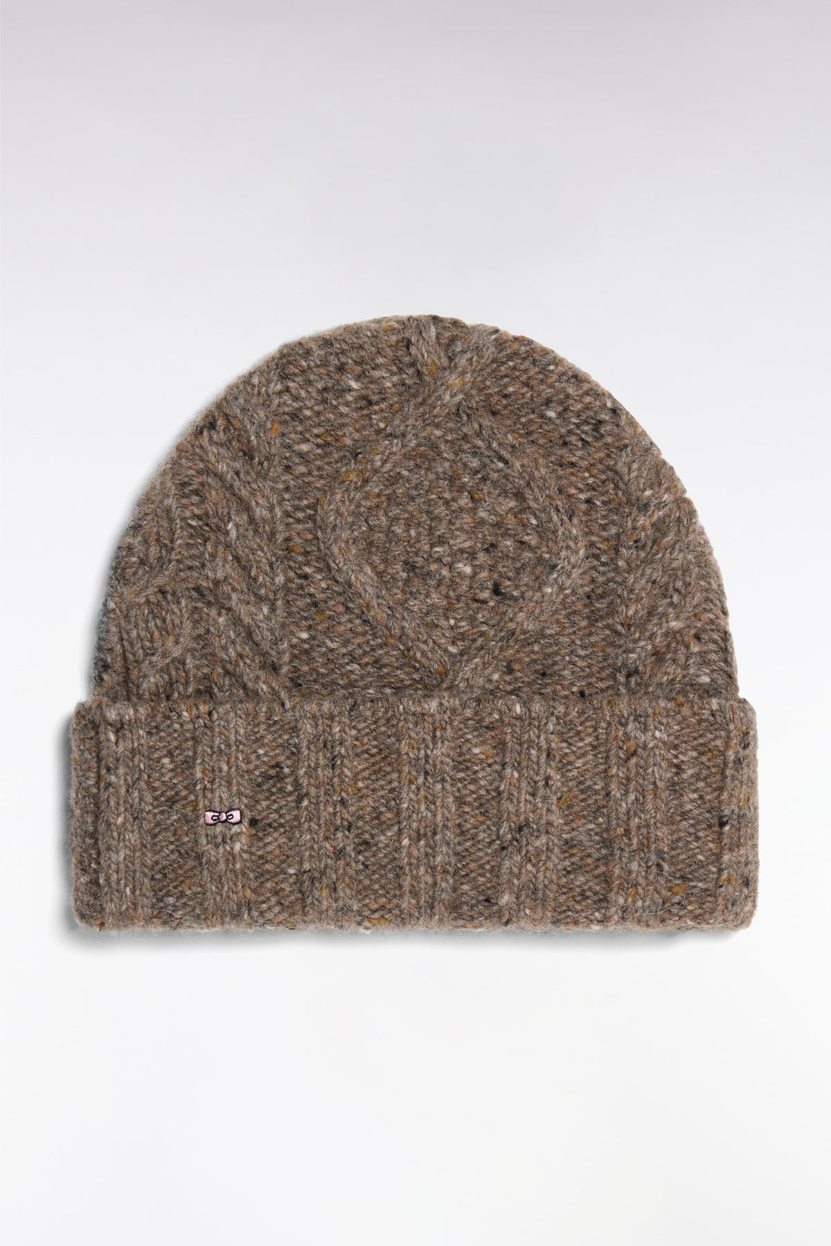 Brown cable knit hat