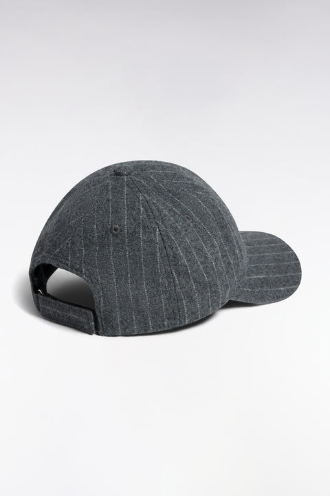 Casquette en drap de laine rayé grise - Image 2