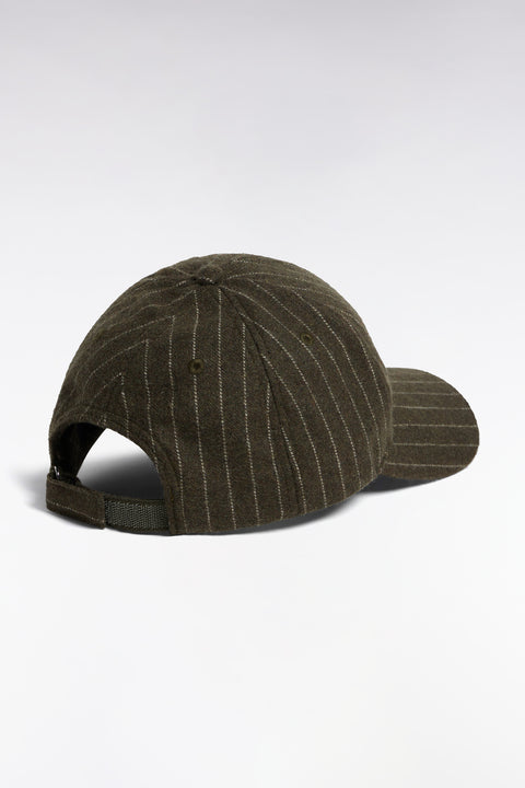 Casquette en drap de laine rayé kaki - Image 2