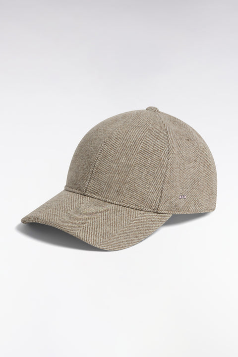 Casquette en drap de laine à chevrons beige - Image 1