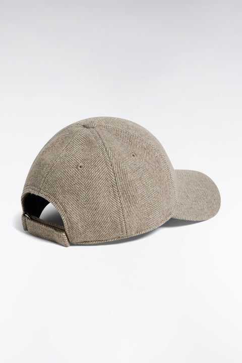 Casquette en drap de laine à chevrons beige - Image 2