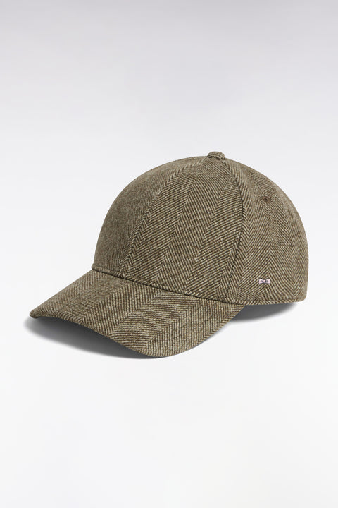 Casquette en drap de laine à chevrons kaki - Image 1