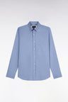 Straight cut sky cotton piqué shirt