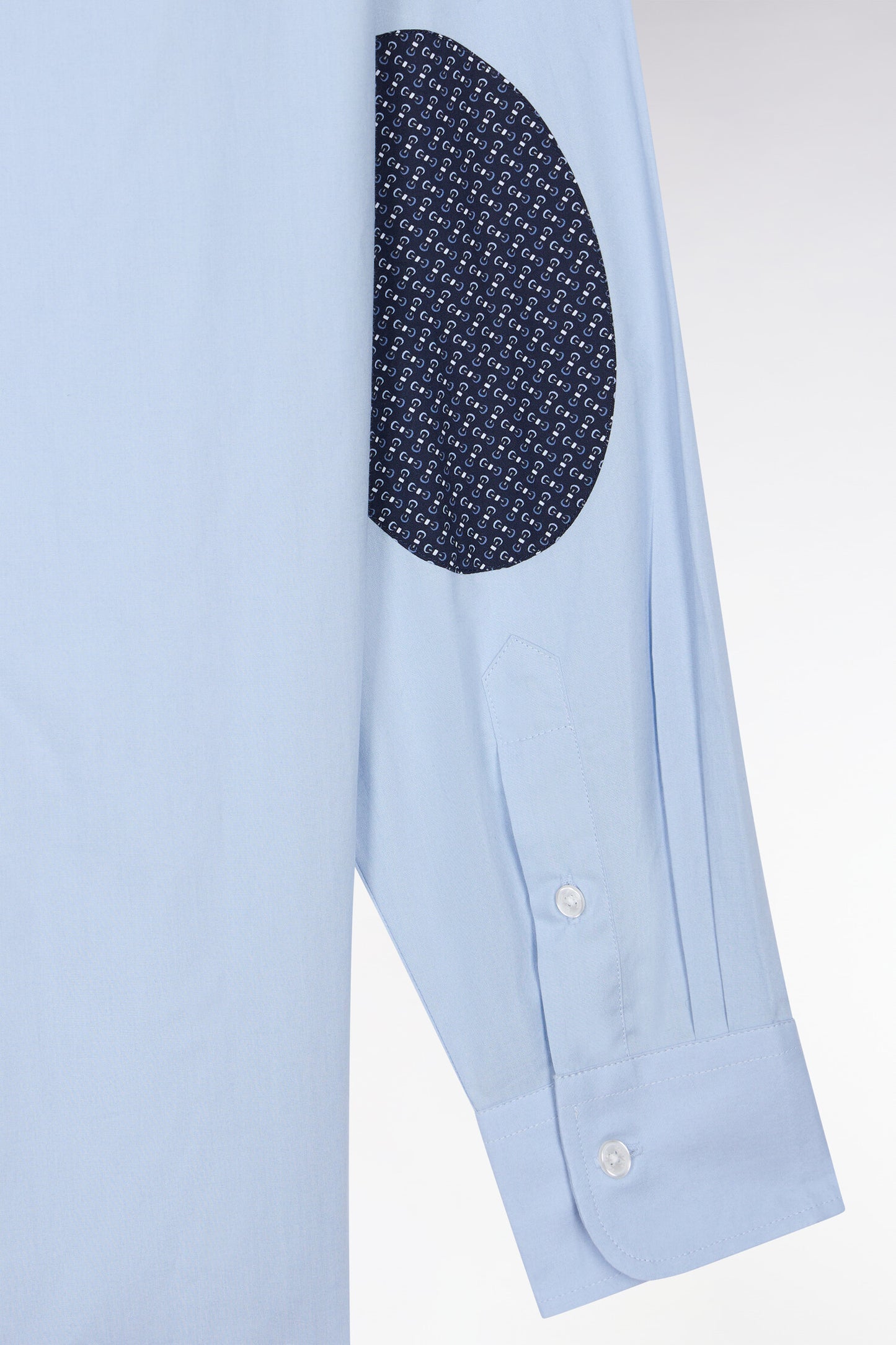 Chemise en coton ciel à détails micromotifs coupe droite