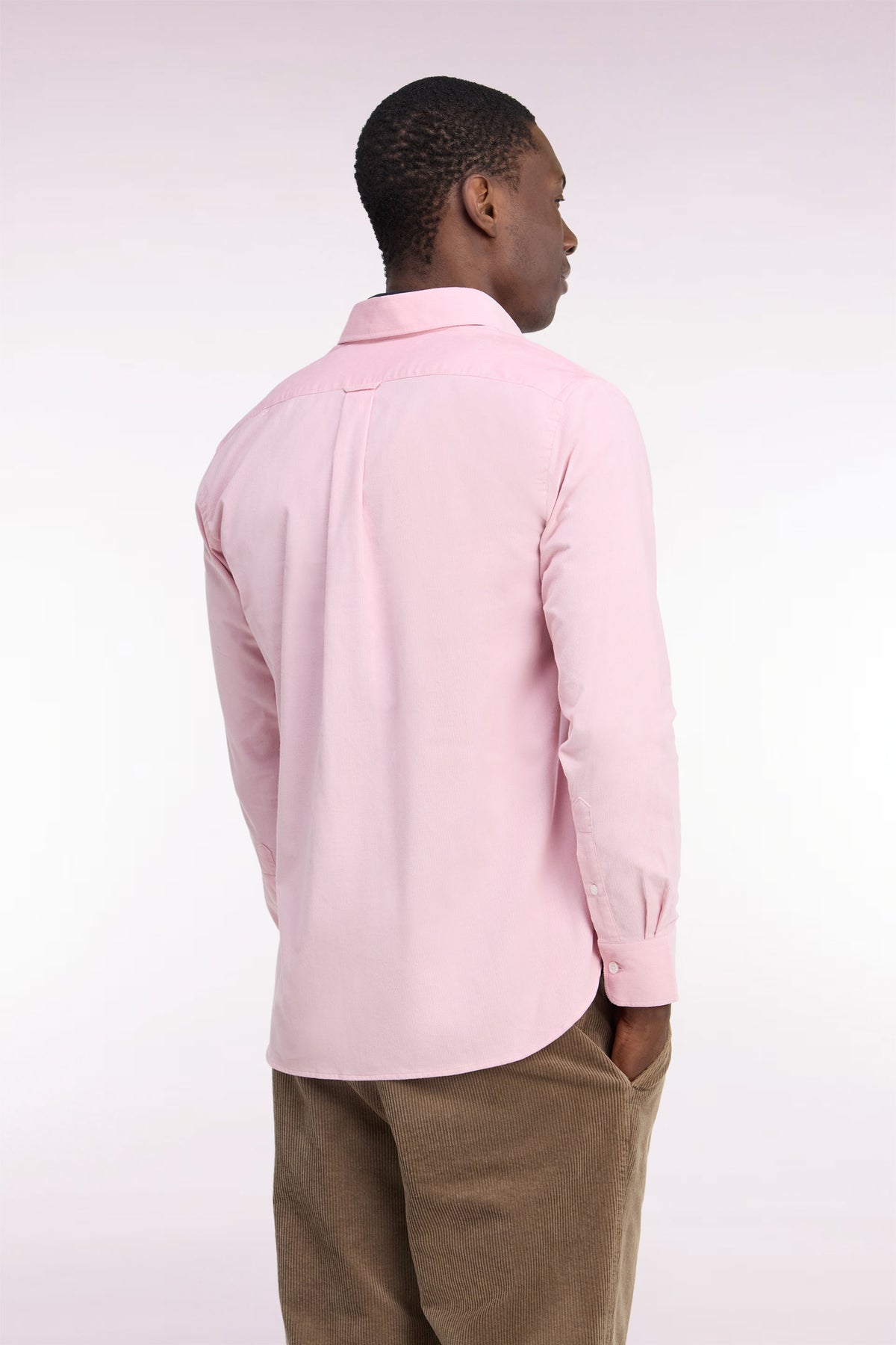 Pink straight-cut ribbed cotton shirt