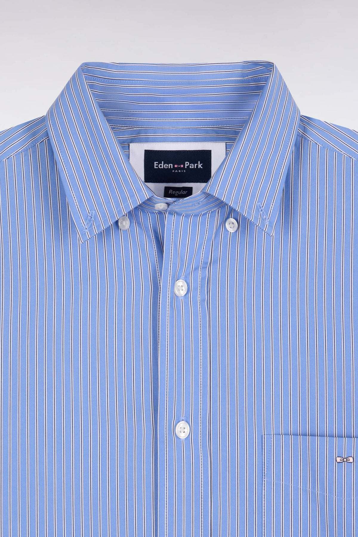 Straight cut sky striped cotton shirt