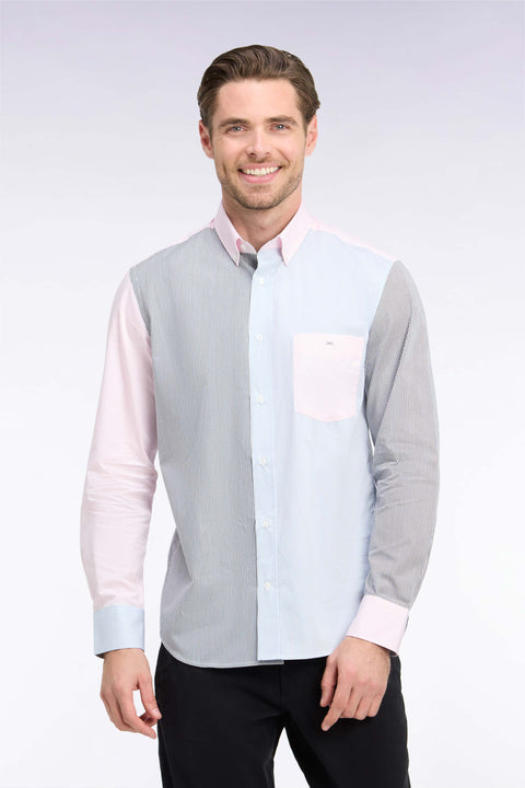 Striped straight-cut tricolor cotton shirt - Image 3