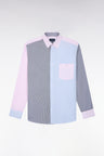 Striped straight-cut tricolor cotton shirt