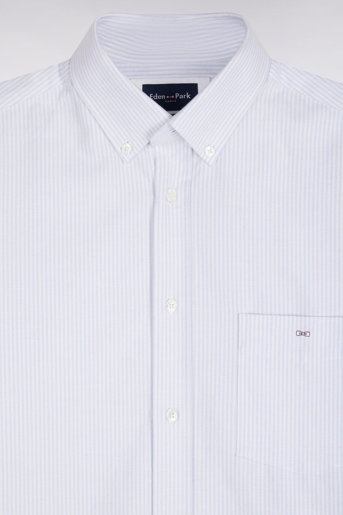 Straight-cut gray stick-striped cotton shirt
