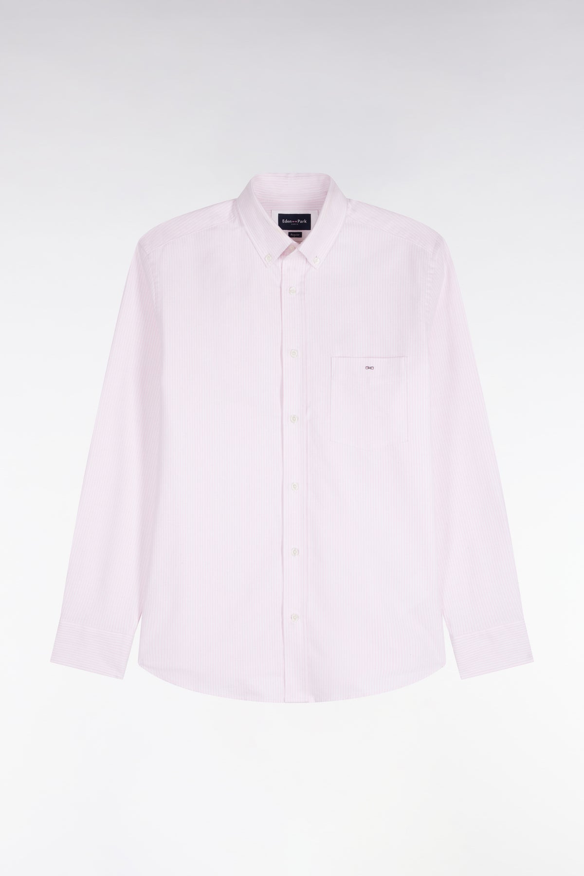 Straight-cut pink stick-striped cotton shirt