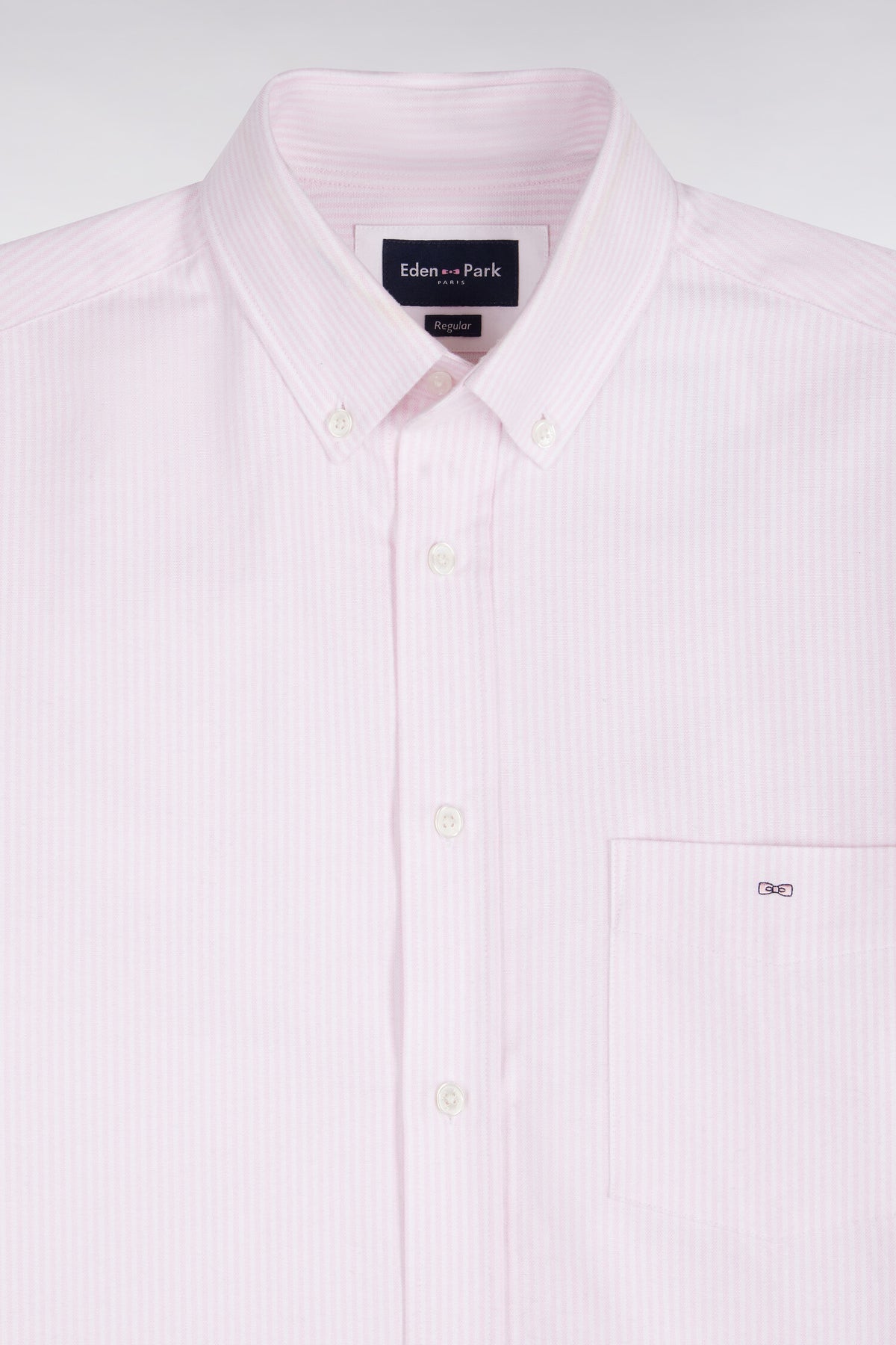 Straight-cut pink stick-striped cotton shirt