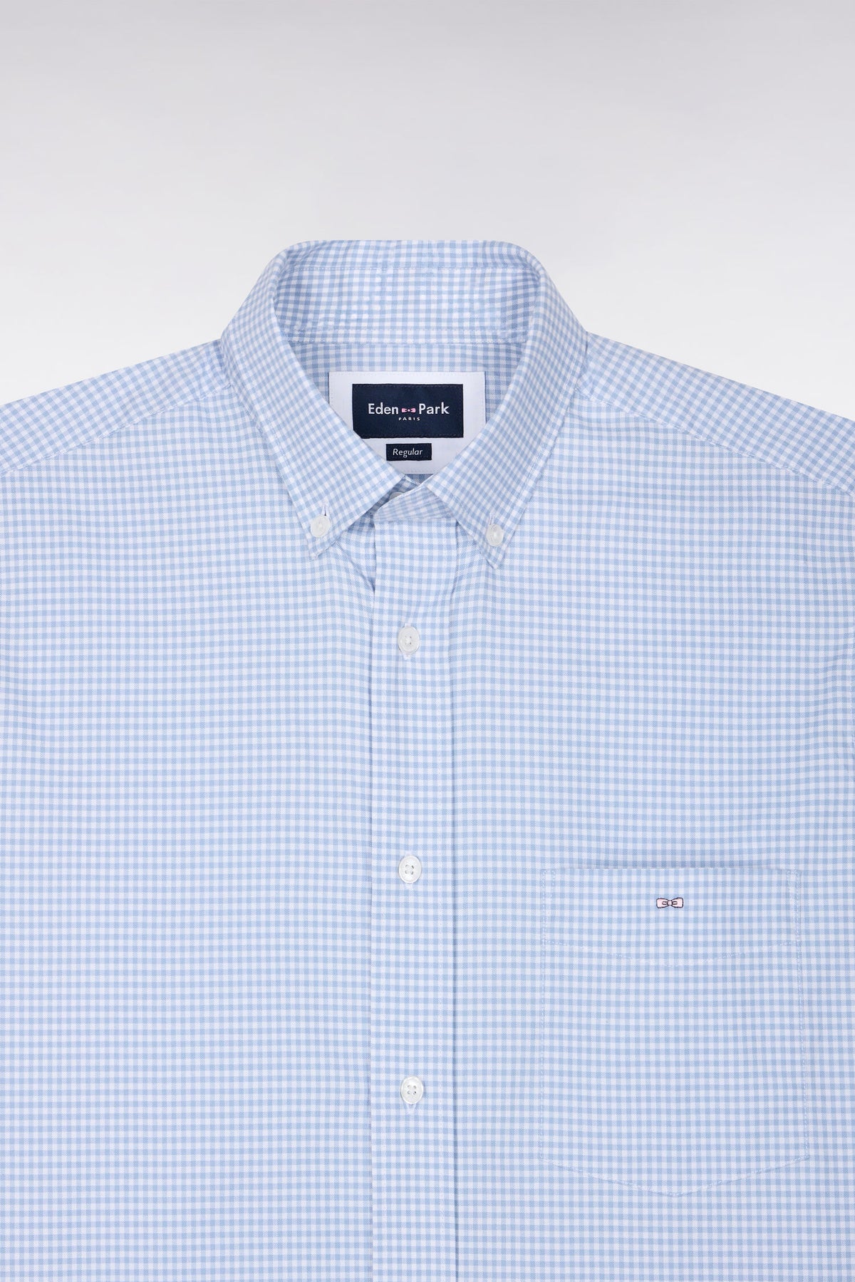 Straight cut gray gingham check cotton shirt