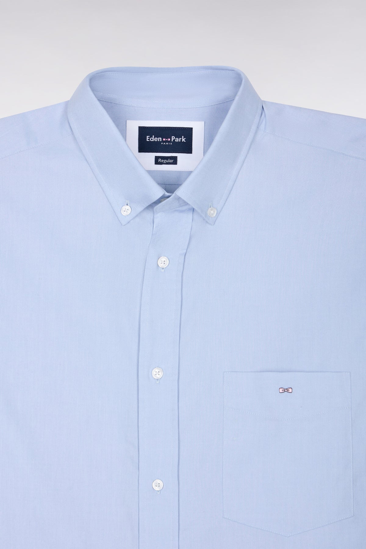 Plain light gray cotton shirt, straight cut