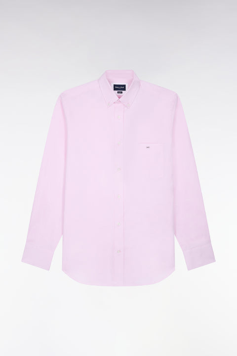Plain pink cotton straight cut shirt - Image 2