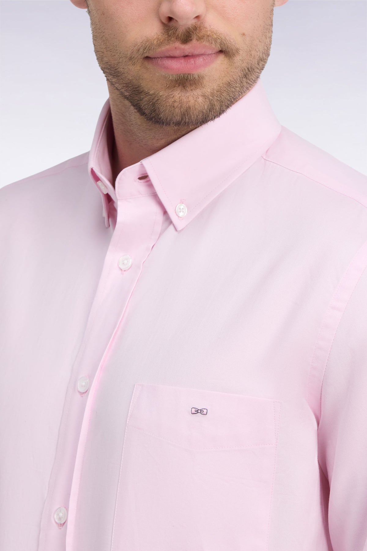 Plain pink cotton straight cut shirt
