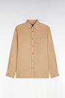 Plain straight cut caramel cotton shirt