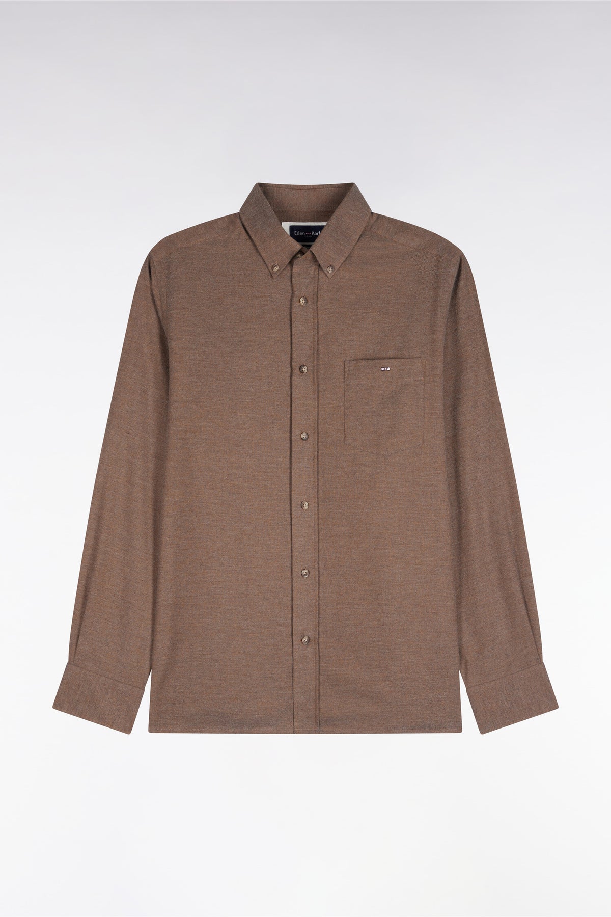 Plain brown cotton straight cut shirt