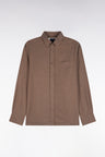 Plain brown cotton straight cut shirt