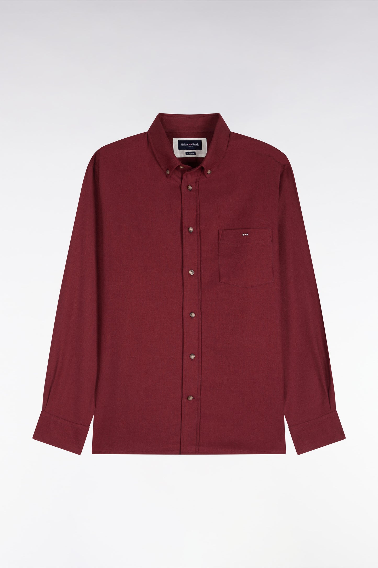 Chemise unie en coton rouge coupe droite