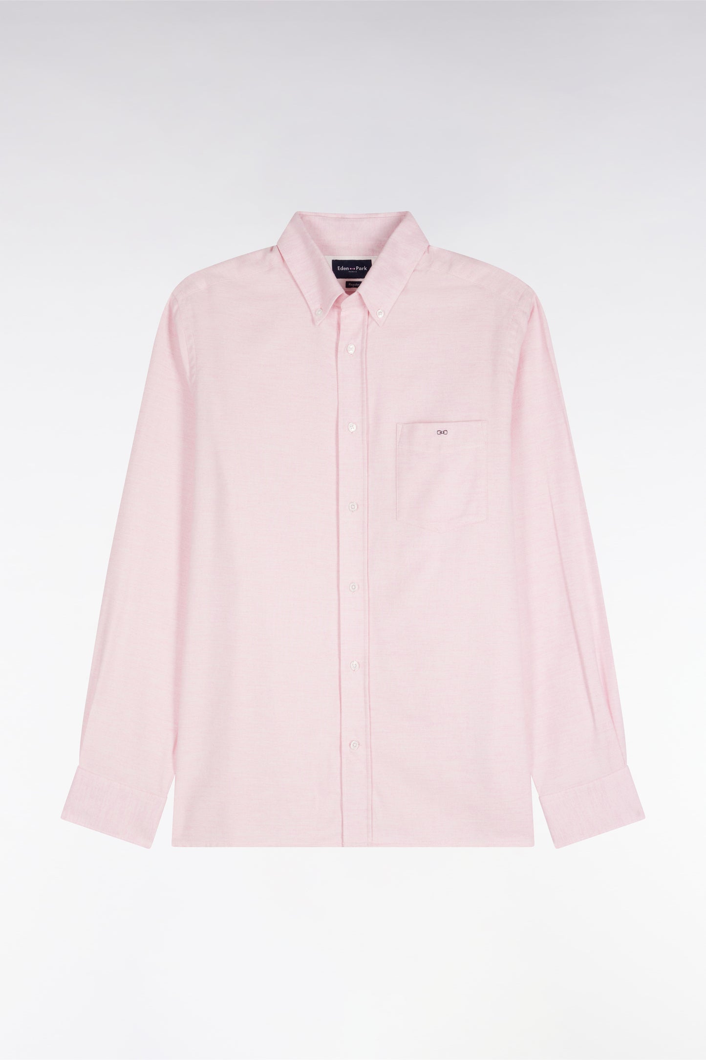 Chemise unie en coton rose coupe droite
