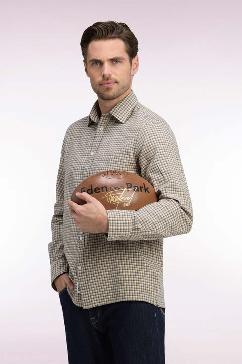 Chemise à carreaux beige - Image 1