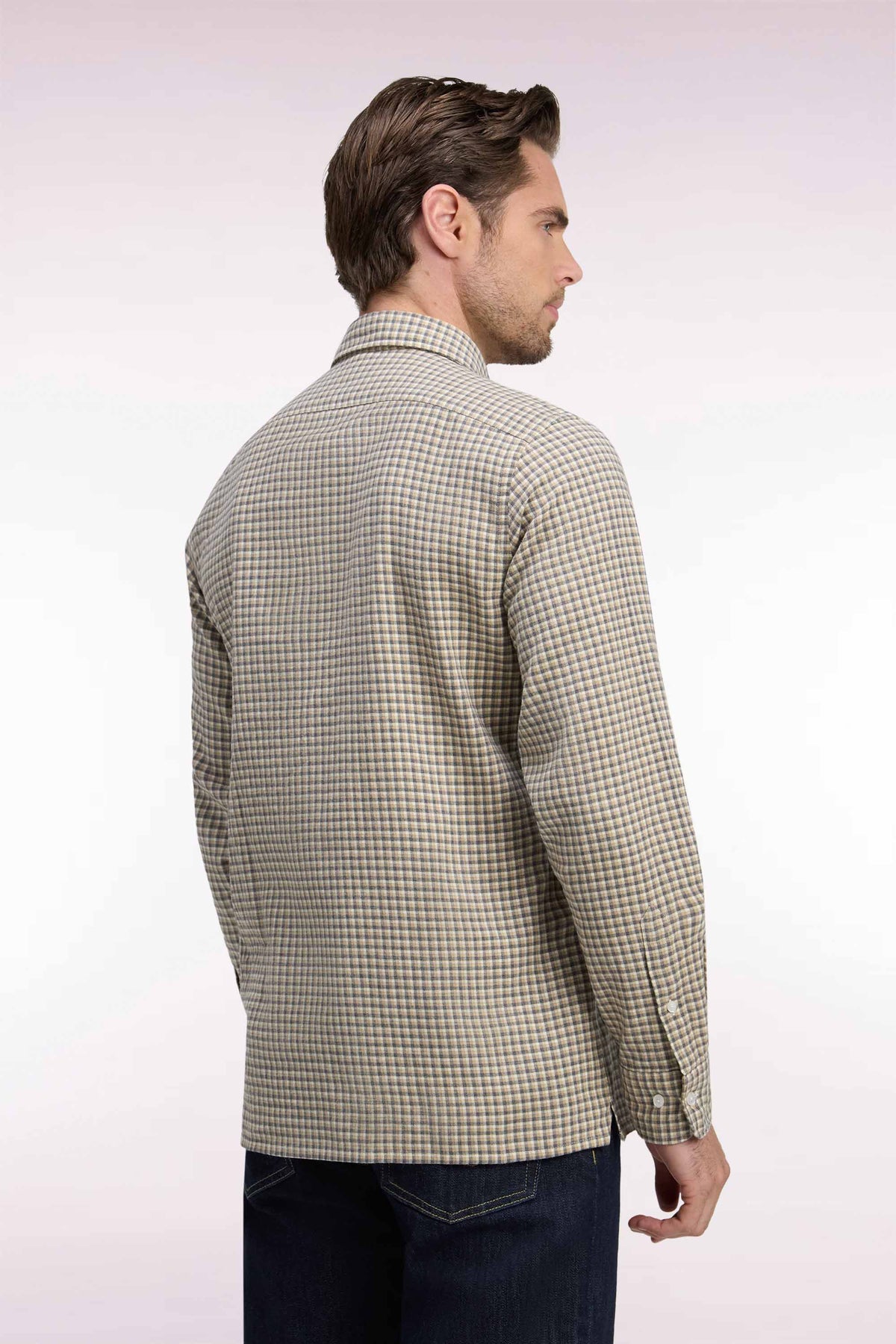 Chemise à carreaux beige