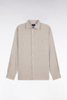 Straight cut ecru checked cotton shirt