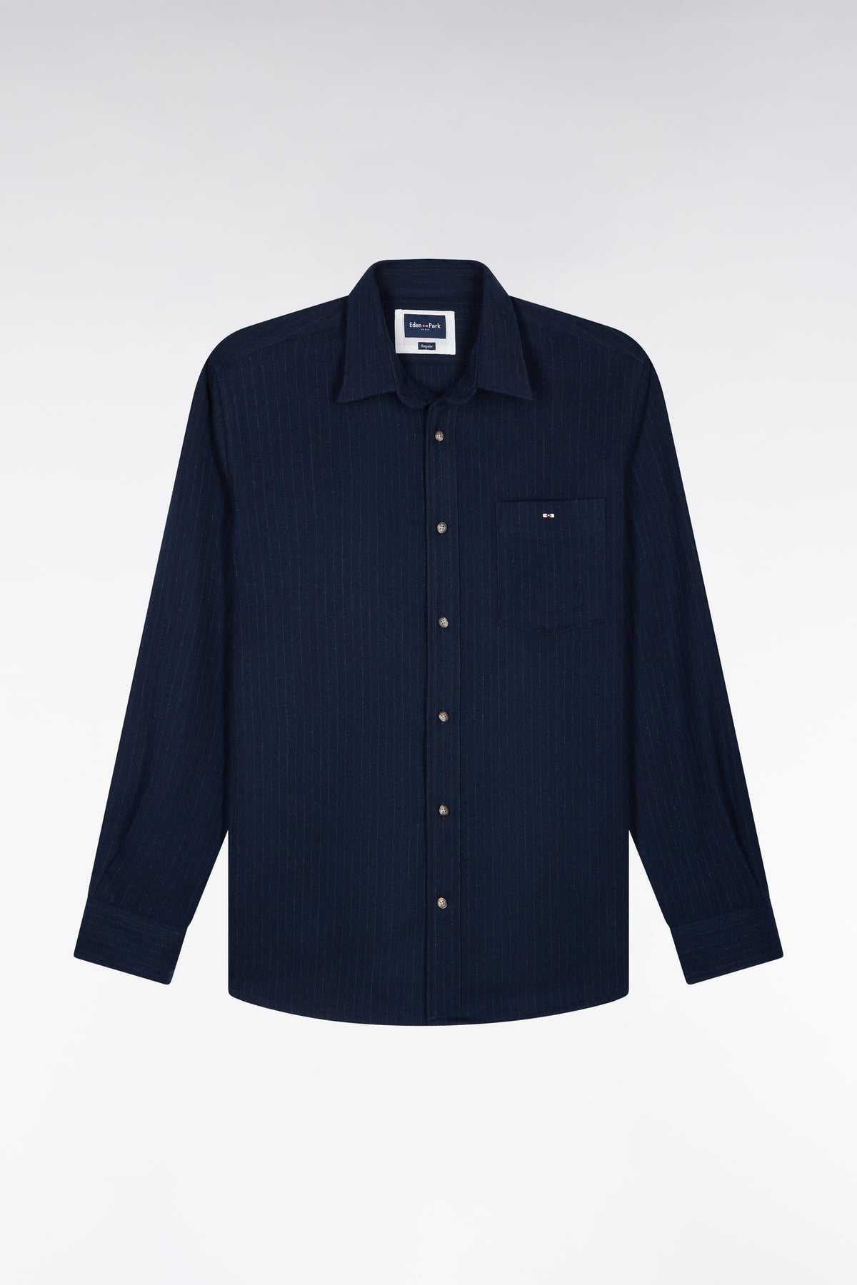 Straight fit navy striped flannel shirt