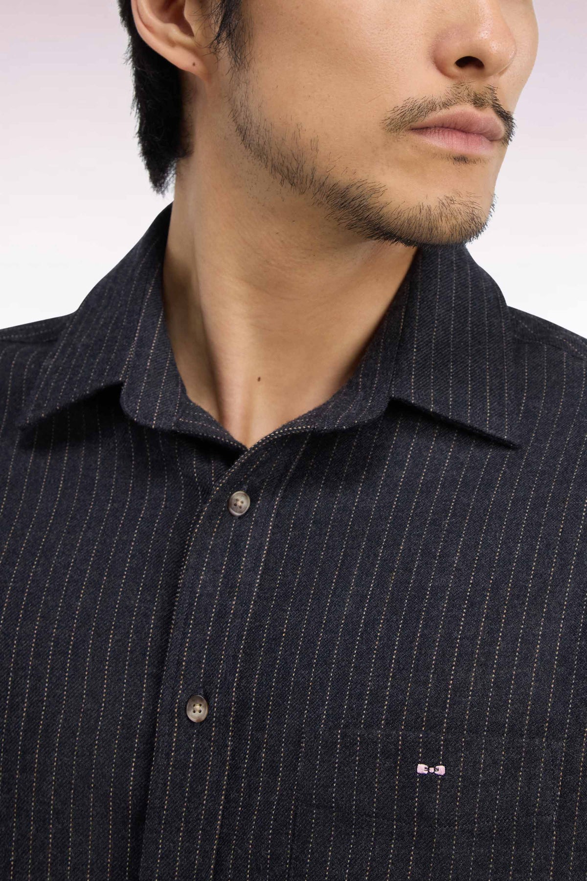 Straight fit gray striped flannel shirt
