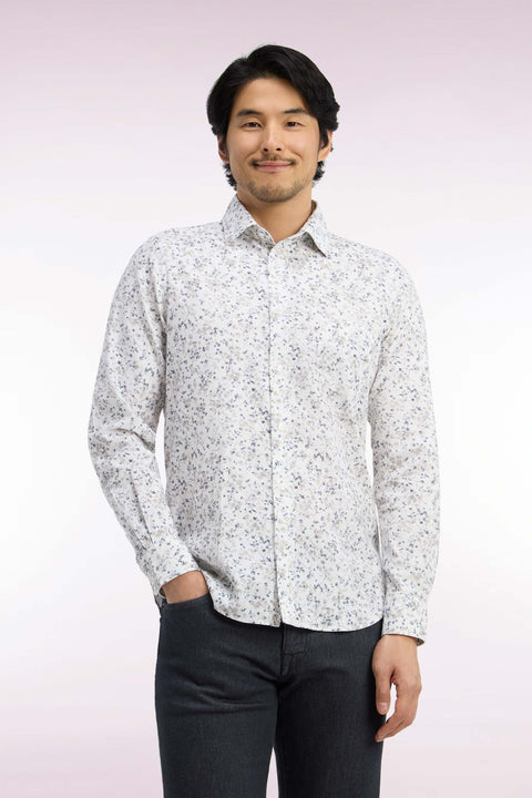 Chemise en coton écru à micromotifs coupe ajustée - Image 3