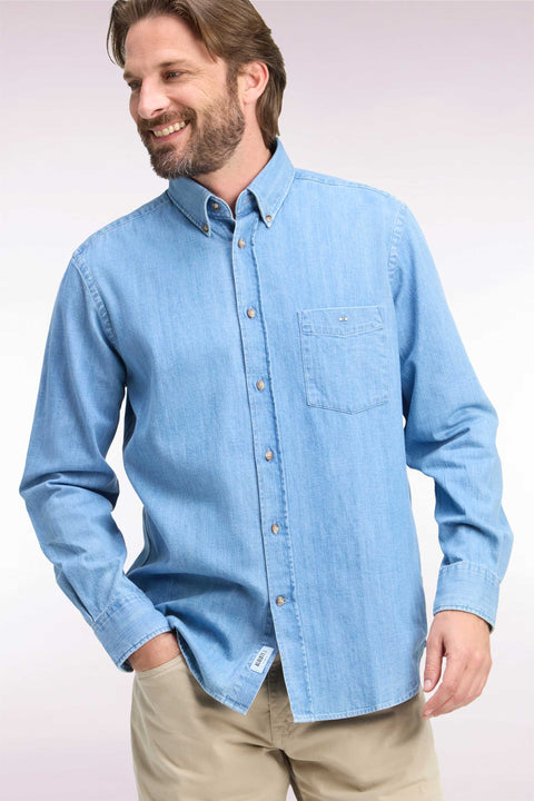 Chemise en denim ciel coupe droite - Image 1