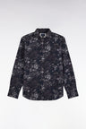 Straight-cut plant-print cotton shirt