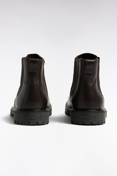 Bottines Chelsea en cuir grainé marron - Image 2