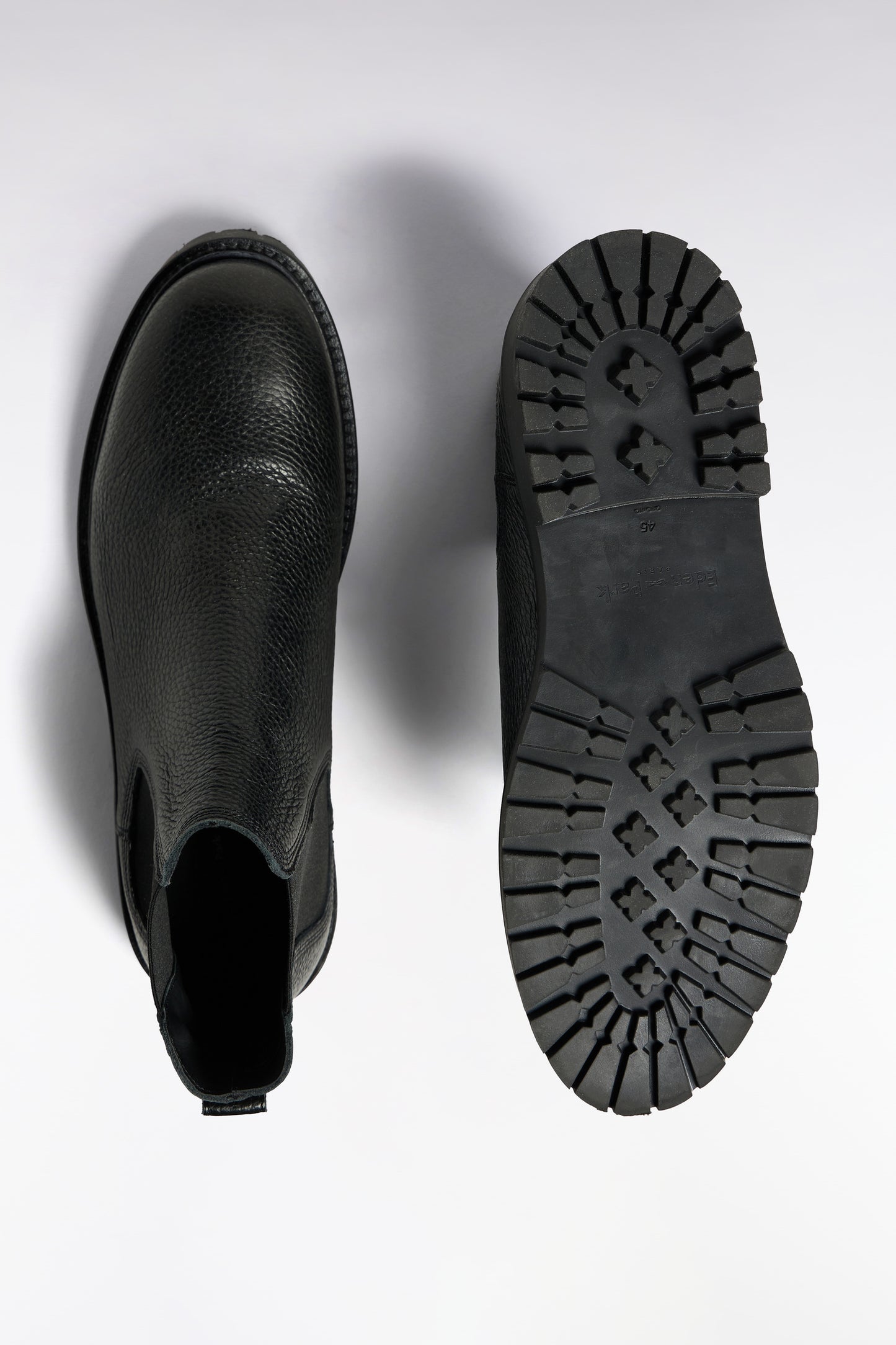 Bottines Chelsea en cuir grainé noir