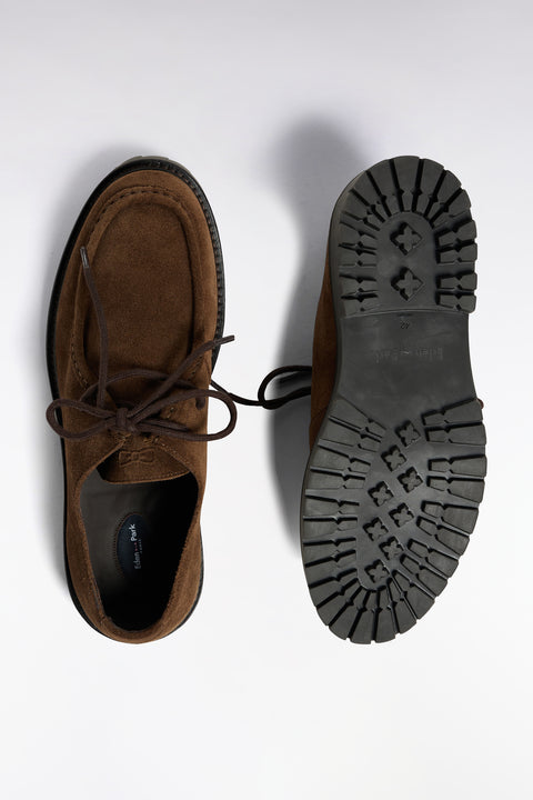 Derbies lacées en cuir suédé marron - Image 3