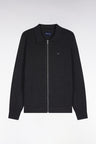 Zipped cardigan in dark gray cotton and viscose, straight cut