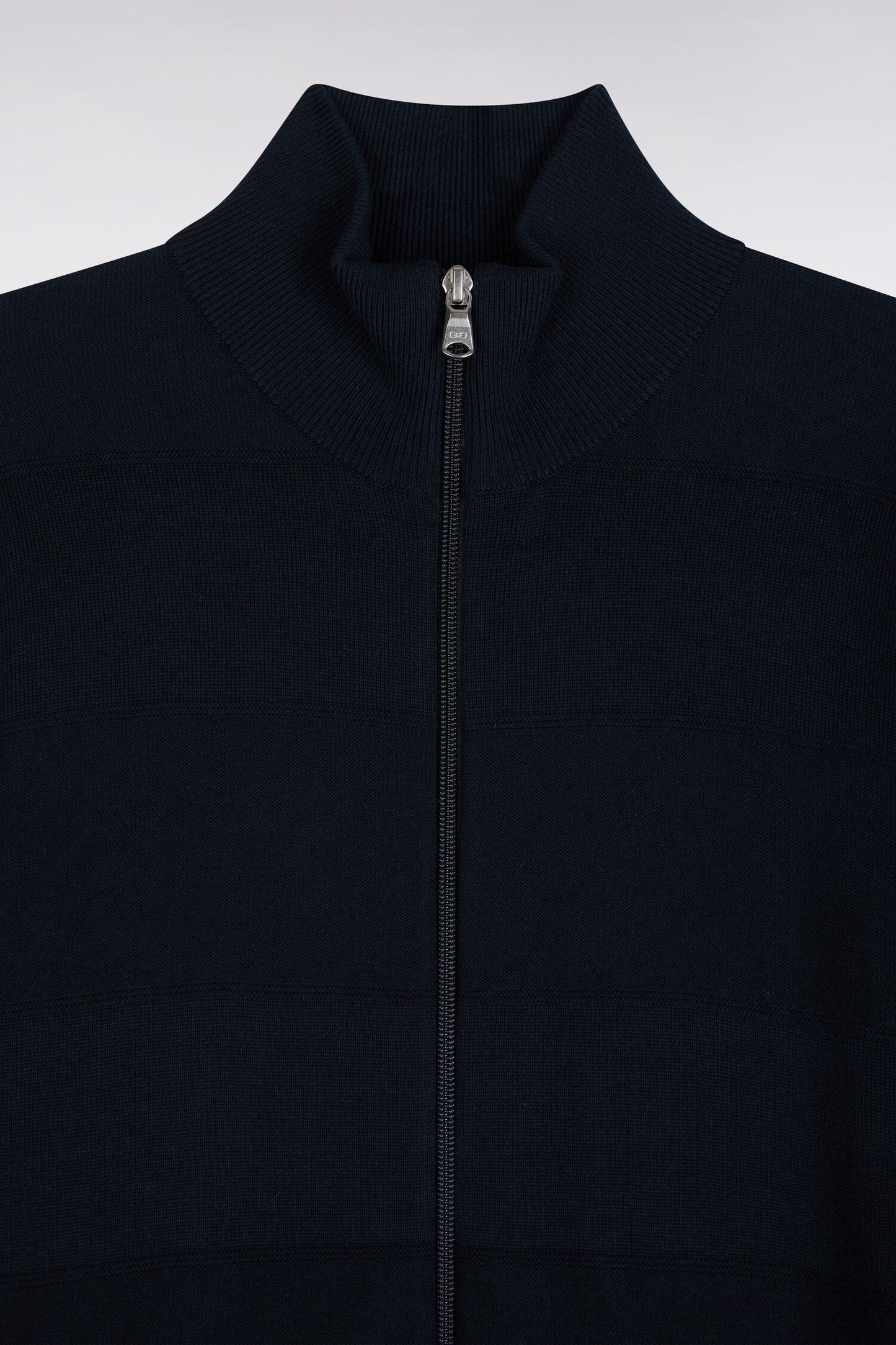 Cardigan golf en coton et viscose marine coupe droite